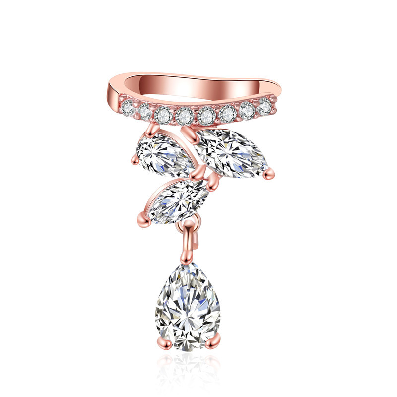 Top Quality 18K White Gold Horst Eye Cubic Zirconia Water Drop Cuff Earring Personalized Ear Cuff Womens Cuff Studs Jewelry Gifts for Girls