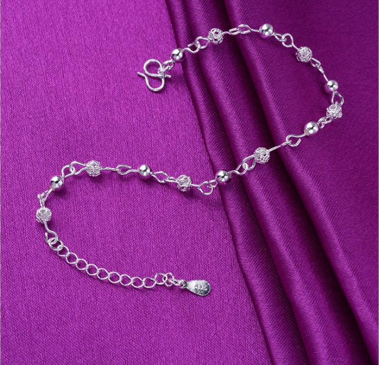 Wholesale-anklets ankle bracelets 9 styles 925 silver sterling anklet jewelry with star ball flower pendant free shipping