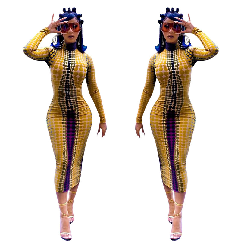 Designer Women Dresses Autumn Cowl Neck Long Sleeve Wave Point Women Bodycon Dresses Sexy Female Skinny Dresses, Yellow
Designer Women Dresses Autumn Cowl Neck Long Sleeve Wave Point Women Bodycon Dresses Sexy Female Skinny Dresses, Yellow