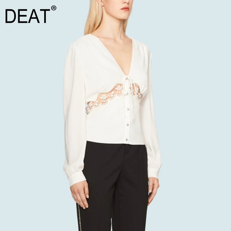 DEAT 2020 new summer fashion women run way styles V-neck full sleeves lace hollow out high waist single breasted shirt WL15501L, Black
DEAT 2020 new summer fashion women run way styles V-neck full sleeves lace hollow out high waist single breasted shirt WL15501L, Black