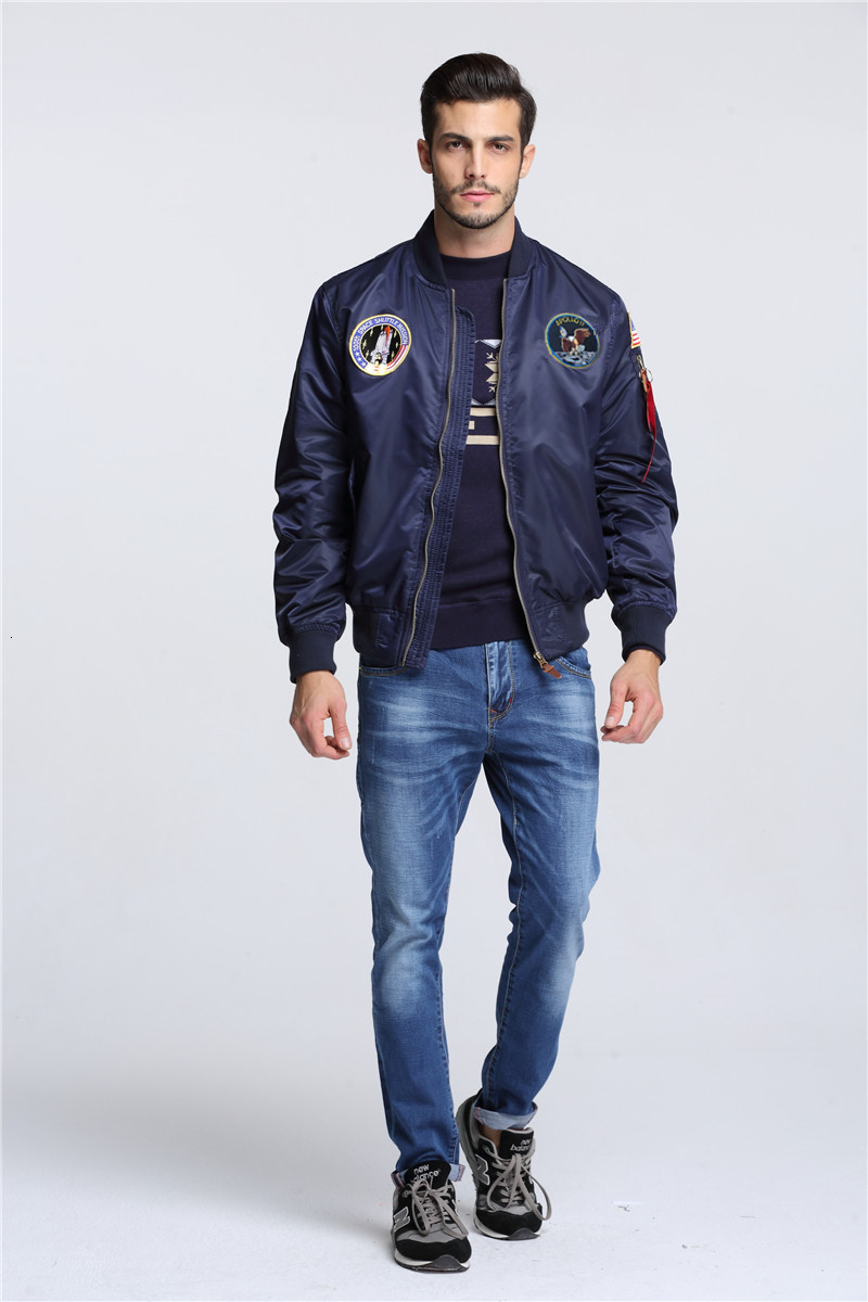 2018 New Autumn Apollo Thin 100th SPACE SHUTTLE Thin MA1 Bomber Hiphop US Air Force Pilot Flight College Jacket For Men SH190915