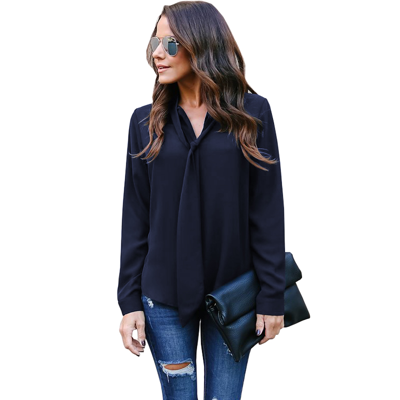 2019 new European and American style long-sleeved V-neck women shirt casual ladies tie chiffon shirt blouse tops, Black
2019 new European and American style long-sleeved V-neck women shirt casual ladies tie chiffon shirt blouse tops, Black