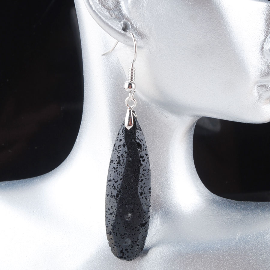 WOJIAER Natural Earrings Reiki Gem Stone Beads Dangle Hook Drop Earring Vintage Faceted Polygon for Female Jewelry DBR325