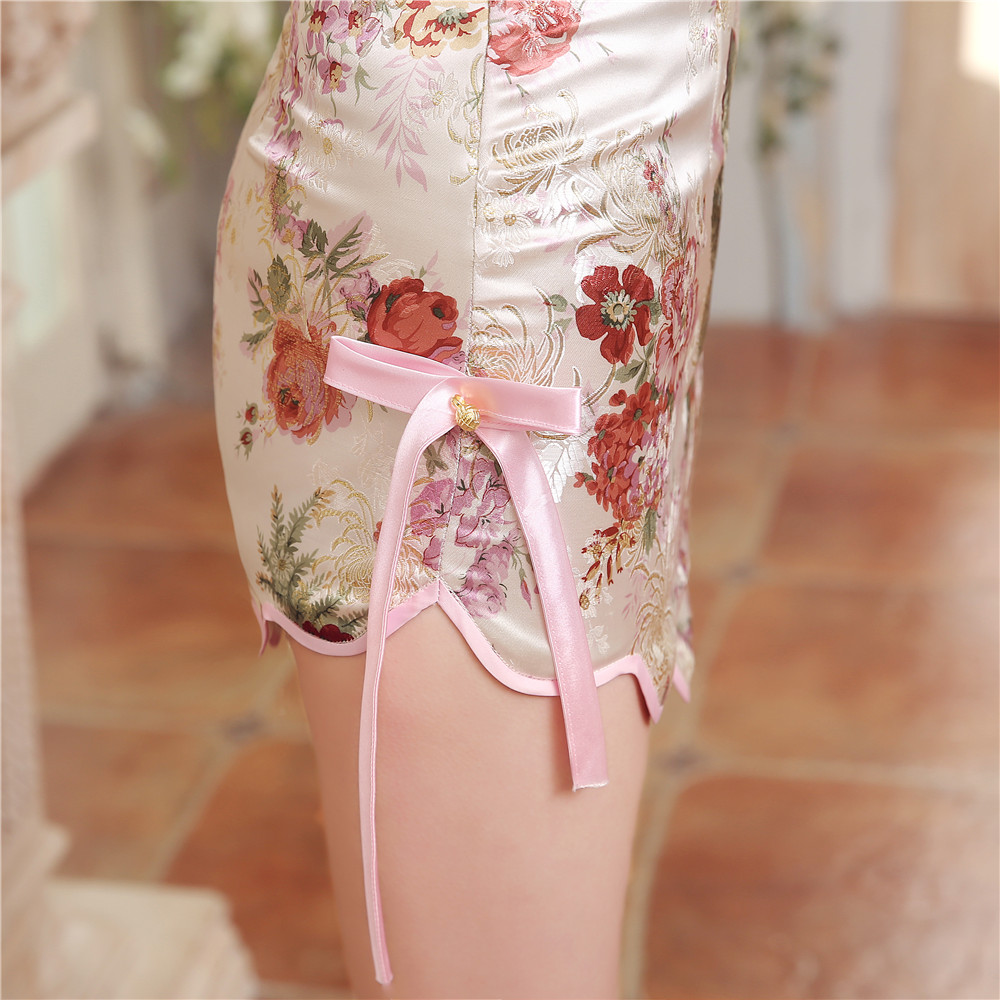 Ethnic Clothing Sexy Backless Women Satin Mini Qipao Cheongsam Chinese Vintage Style Party Club Dress Lady Short Tight S M L XL XXL LGD20