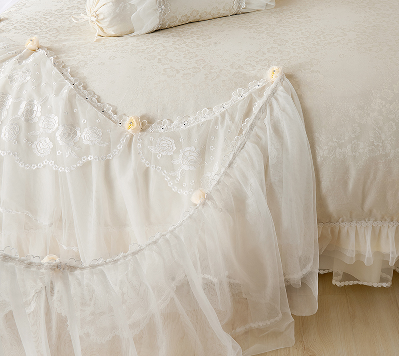 Cotton Jacquard Lace Princess Bed set Wedding Bedding Sets Queen King size Bedlinen Sheet Boho Duvet Cover Set Bedclothes