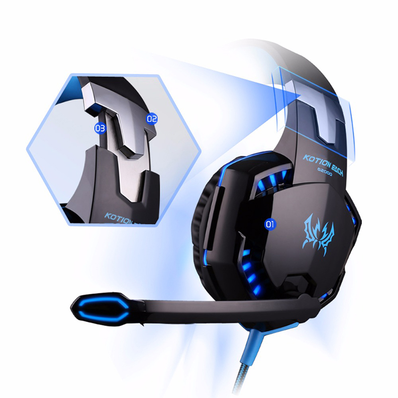 New EACH G2000 Computer Stereo Gaming Headphones Best casque Deep Bass Game Earphone Headset with Mic LED Light for PC Gamer