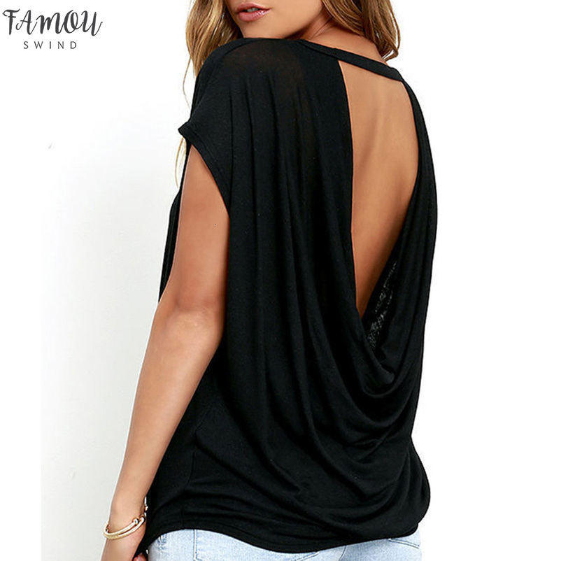 Hot Sale Women Casual Backless Short Sleeve Summer Casual Loose O Neck Tops Tees Black White Open Back T Shirt
Hot Sale Women Casual Backless Short Sleeve Summer Casual Loose O Neck Tops Tees Black White Open Back T Shirt
