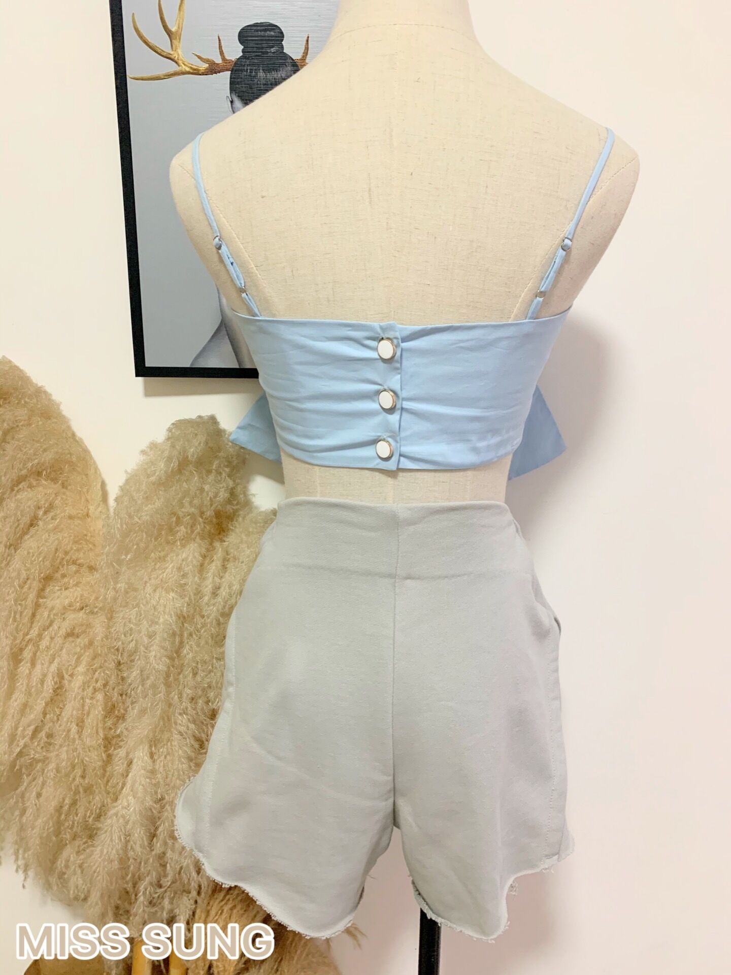 New womens fashion design spaghetti strap short up-navel style high waist big bow flower pin patchwork tank top vest camisole SML