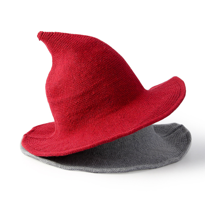 Halloween bucket hat Sheep Wool Christmas Halloween Foldable Costume Ball Sun Cap Witch Pointed Fisherman Knit hats