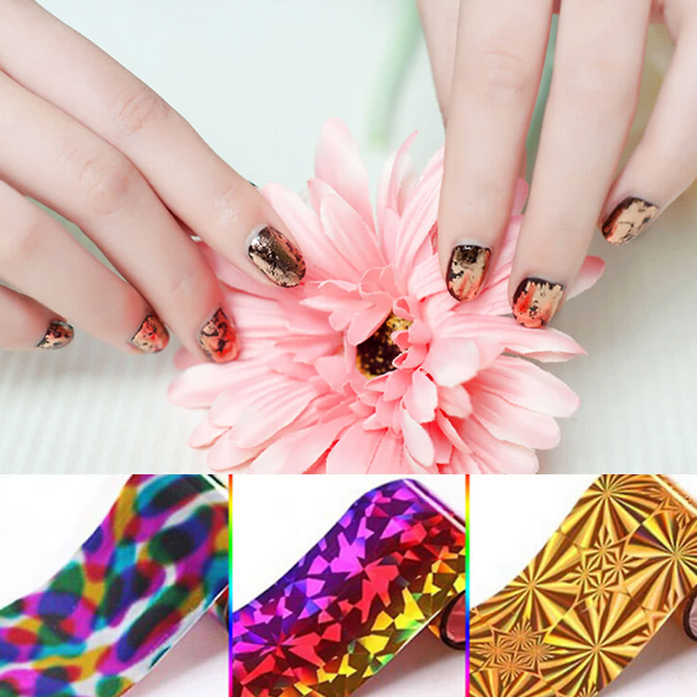 3D Nail Art Foils Laser Shinning Water Transfer Sticker Star Stickers Manicure Decals DIY Tips Polish Decorations for Christmas 50Colors