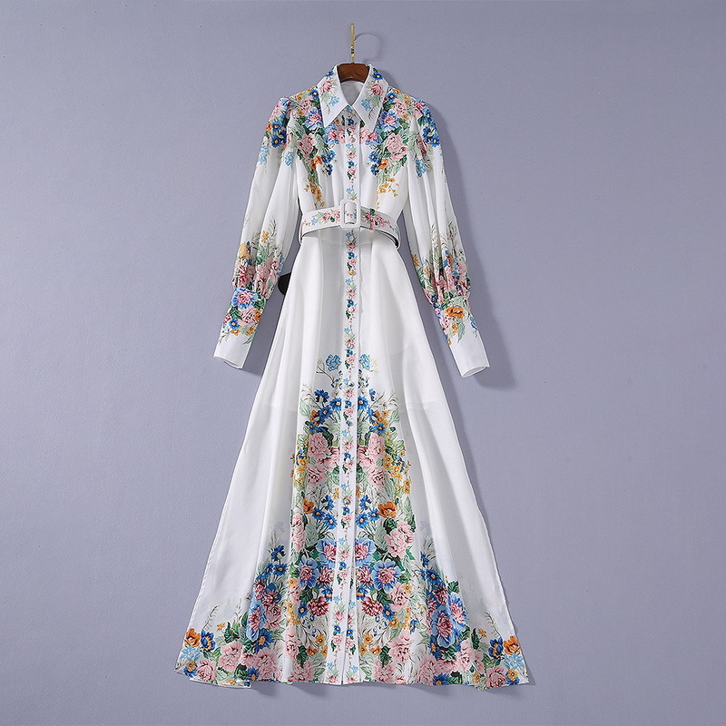 European and American women' dress 2020 summer new styles Long sleeve lantern sleeve flower print belt Fashionable slit dress, White
European and American women' dress 2020 summer new styles Long sleeve lantern sleeve flower print belt Fashionable slit dress, White
