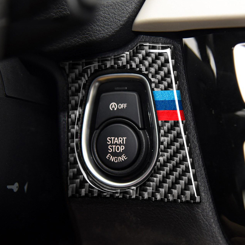 For BMW F30 F34 interior Carbon Fiber Car Start Stop Engine Button Cover Sticker M Strips Trim Car Styling 3 Series Accessories