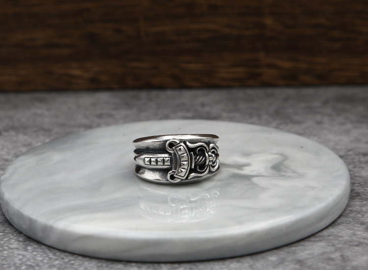 High quality 925 sterling silver band rings sword design American European antique vintage punk hip-hop luxury jewelry accessories