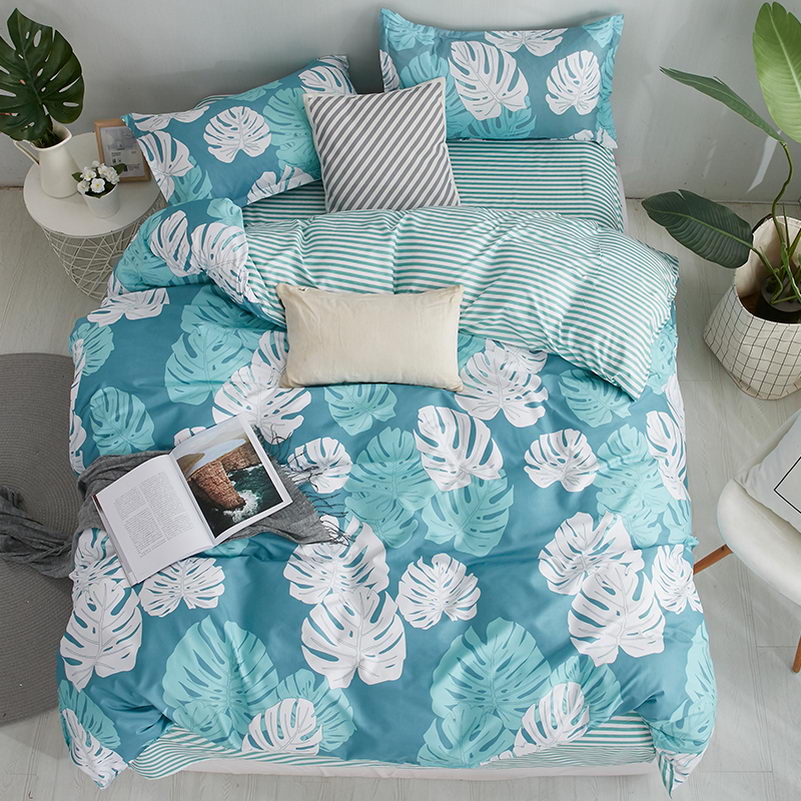 Geometric Striped Cartoon Comforter Bedding Sets 3/4 pcs Polyester Bed Linings Duvet Cover Bed Sheet Pillowcases Cover Set