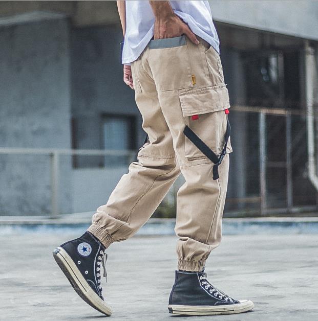Men's Pants Harajuku Cotton Hip Hop Cargo Men Pink Color Harem Pockets Mens Korean Streetwear Joggers Sweatpants Man Trousers1