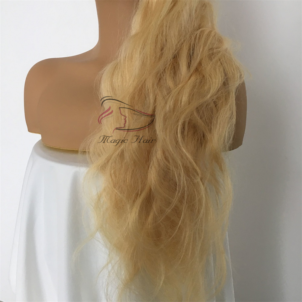 Full Lace Human Hair Wigs Brazilian Light Blonde Human Hair Color 613# Body wave Thick Glueless Lace Front Wigs With Baby Hair