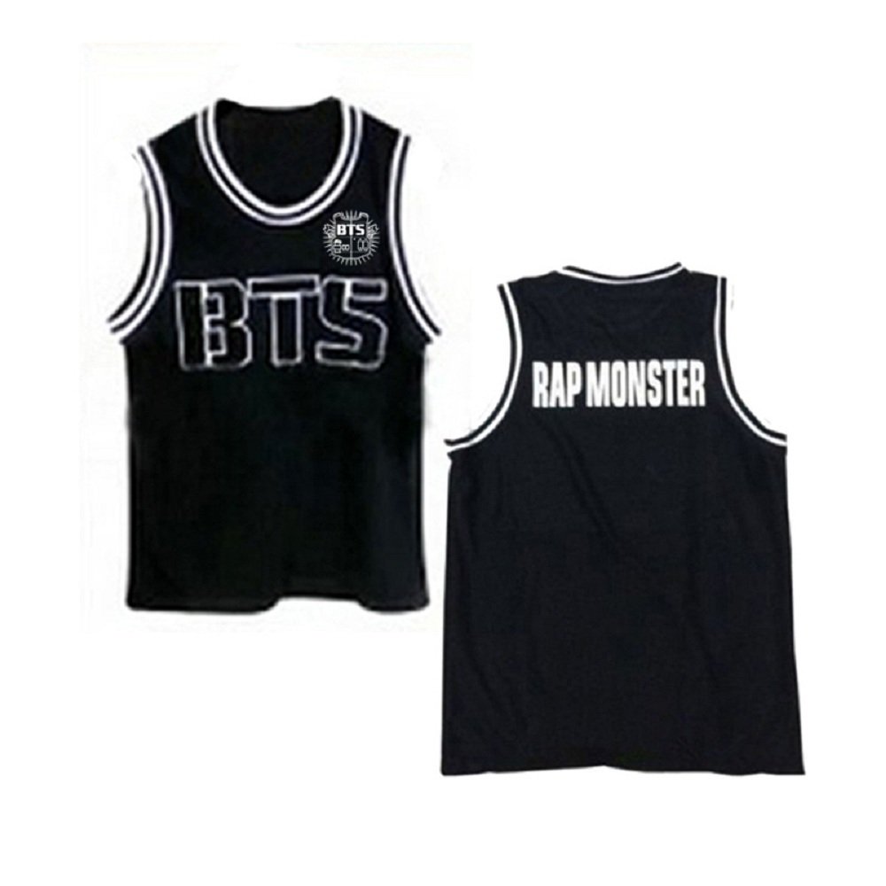 KPOP Bangtan Boys BTS T-Shirt Sports Uniform Vest Tank Top (Black)