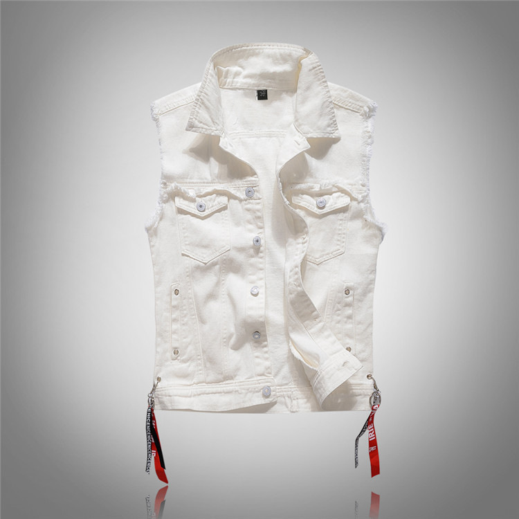 Men's plus size slim locomotive edging white denim vest lapel casual fashion lace up decoration male sleeveless jacket waistcoat, 01
Men's plus size slim locomotive edging white denim vest lapel casual fashion lace up decoration male sleeveless jacket waistcoat, 01