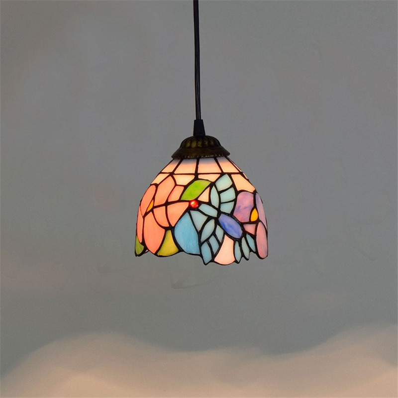 American retro idyllic bird colored glass chandelier creative Tiffany stained glass personality decoration bar small chandelier TF058