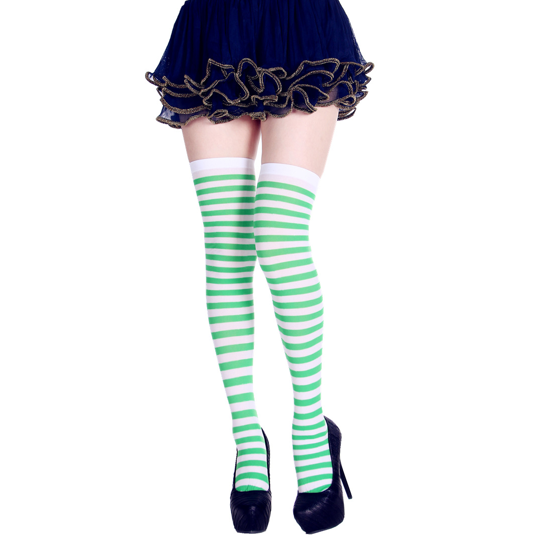 Women Halloween Christmas Festive Parties Fashion Contrast Striped 68cm Height Long Stockings Ladies Sheer Vintage Stockings for Cheerleader