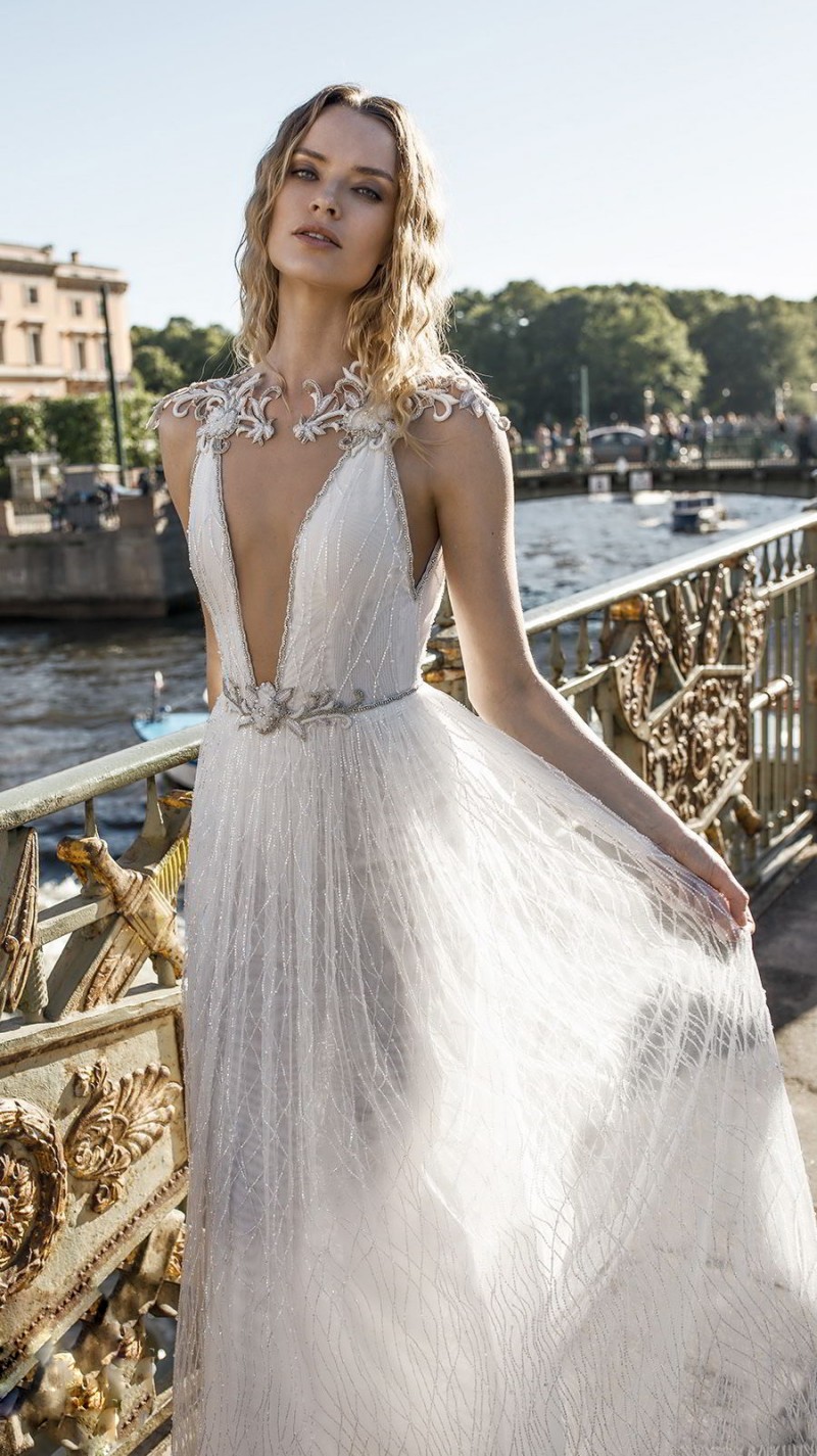 lian rokman beach wedding dresses sheer neck lace appliqued beads bohemian bridal gowns custom made wedding dress vestido de novia