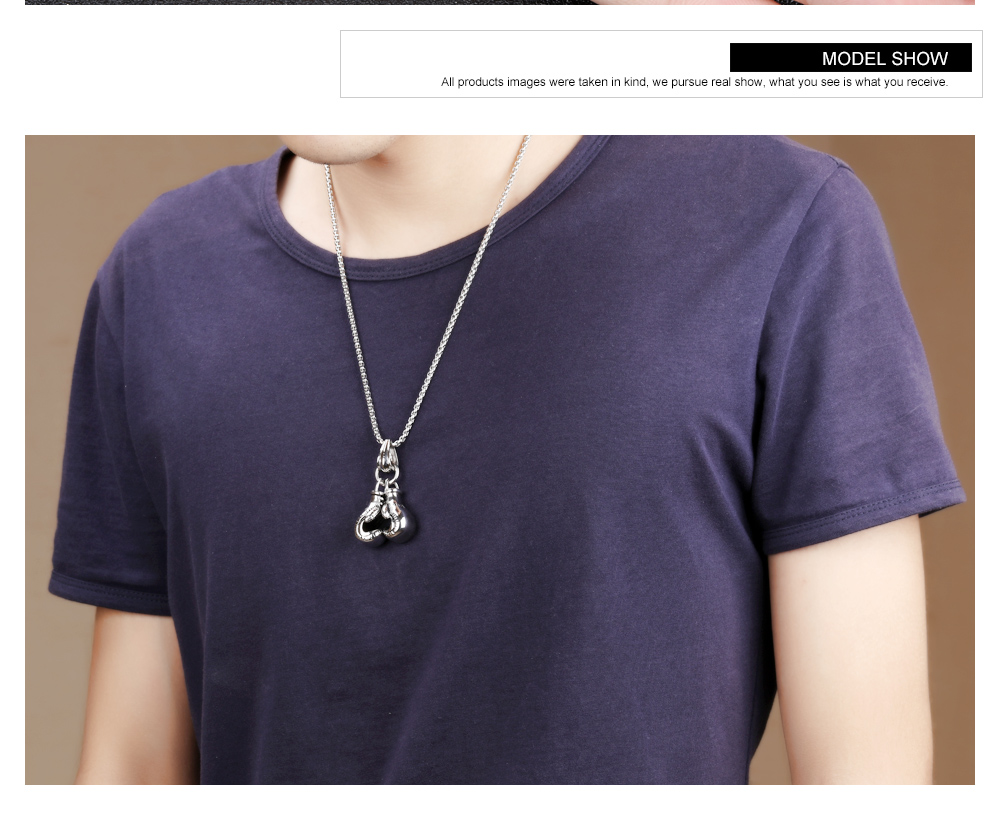 Cool Sport Fitness Pair Boxing Glove Pendant Necklace Stainless Steel Workout Jewelry Gold Plated New Men Necklace Charm Pendants