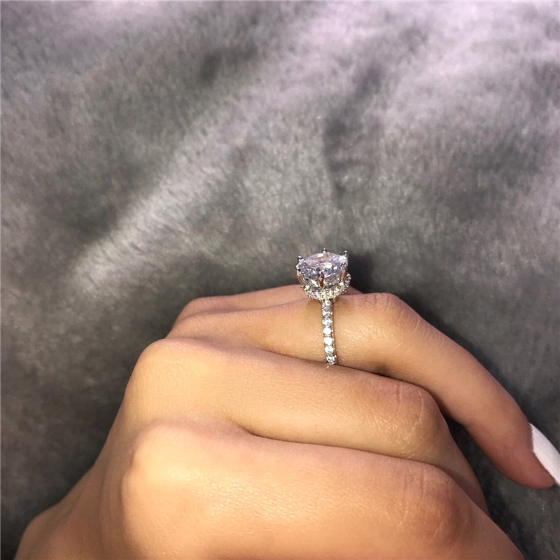 Dazzling Crown Promise Ring 925 sterling Silver 3ct Diamond cz Engagement Wedding Band Rings For Women Party Jewelry