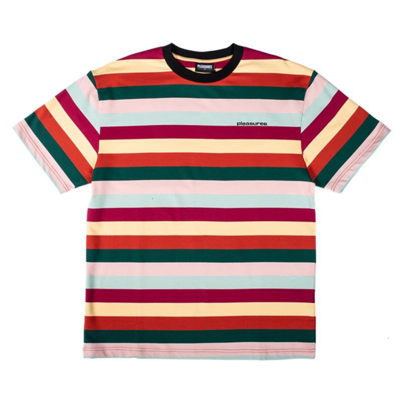 Fashion-Color Striped Tee Crew Neck T-shirt Oversized Shirt Striped Men Women Couple Street Casual Summer Fashion Top Two Colors HFHLTX031