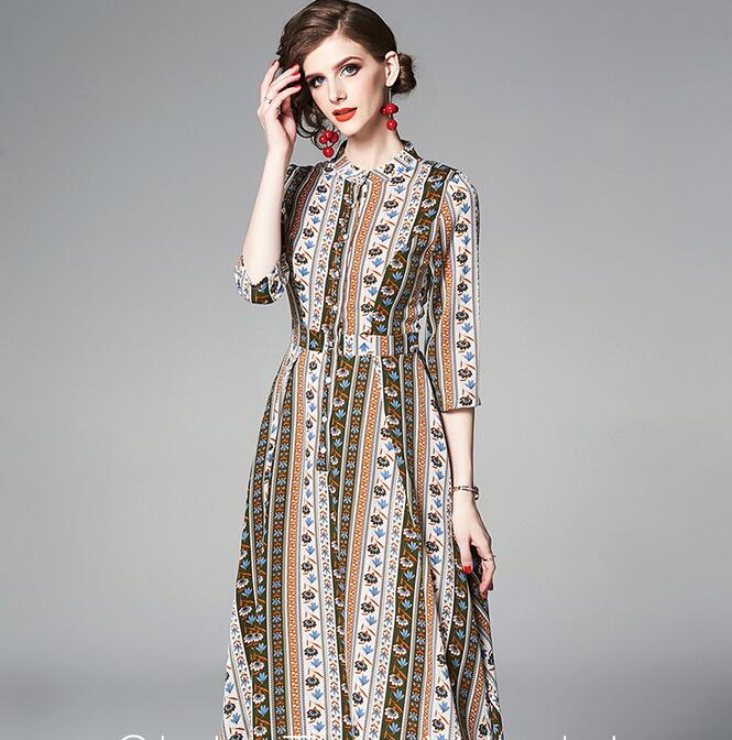 Flora printed brown beige striped women dress with single breasted crew neck A-line street style dresses Mid-Calf long sleeve, Multi
Flora printed brown beige striped women dress with single breasted crew neck A-line street style dresses Mid-Calf long sleeve, Multi