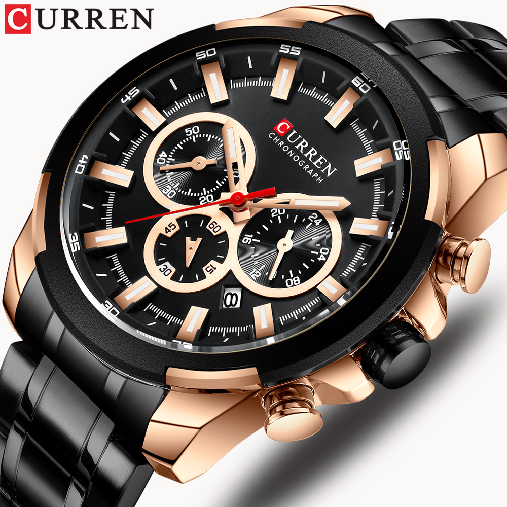 CURREN Classic Black Chronograph Men's Watch Sports Quartz Date Clock Male Watch Stainless Steel Wristwatch Relogio Masculino, Khaki
CURREN Classic Black Chronograph Men's Watch Sports Quartz Date Clock Male Watch Stainless Steel Wristwatch Relogio Masculino, Khaki