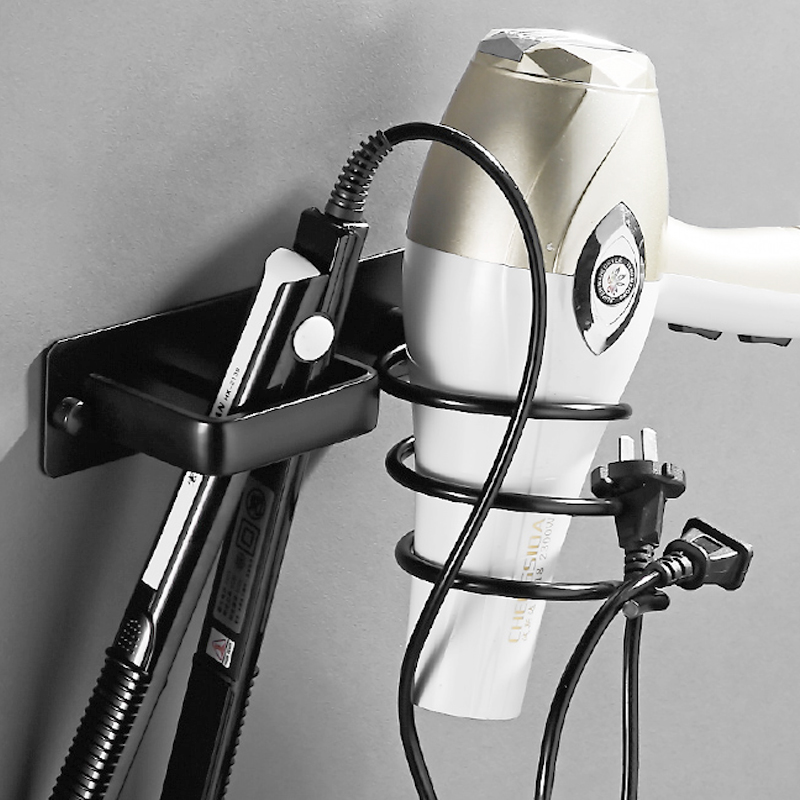 Aluminum Hair Dryer Shelf Bathroom Straightener Storage Rack Wall Mounted Hairdryer Holder Bath Supplies