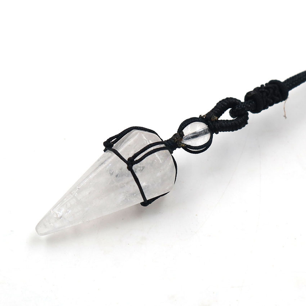 QIMOSHI Natural stone Hexagonal Pointed Reiki Chakra Pendants Healing Quartz Crystal Dowsing Pendulums Necklaces Cord Adjustable