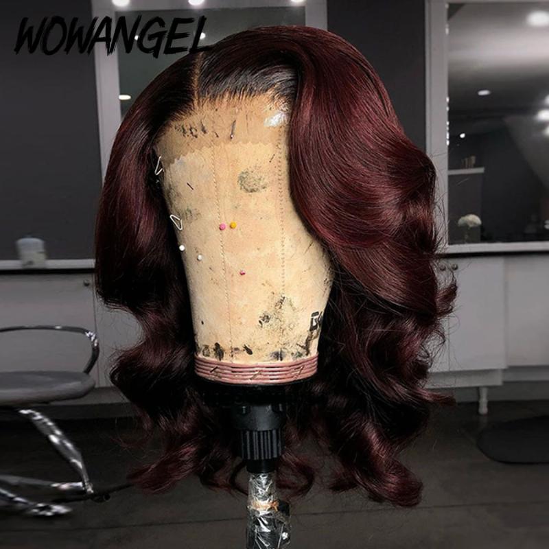 Wowangel Ombre 99J Color Short Human Hair Wigs Body Wave Hair Pre Plucked Hairline Wavy 180% Density Short Bob 13X6 Lace Wigs, As pic
Wowangel Ombre 99J Color Short Human Hair Wigs Body Wave Hair Pre Plucked Hairline Wavy 180% Density Short Bob 13X6 Lace Wigs, As pic