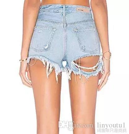 High-quality denim shorts 2020 summer new European and American high-waisted split ass hole cowboy shorts women beachpants
