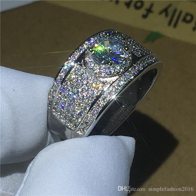 High quality Trendy Jewelry 925 Sterling silver ring 5A Zircon Cz stone Party wedding band rings for women men