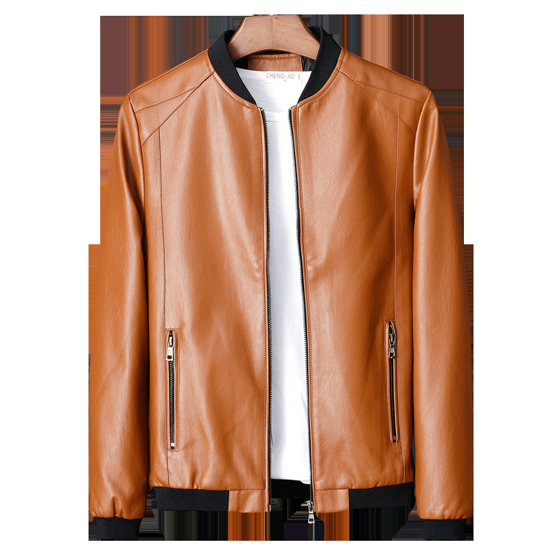 PU Jacket Men Autumn In Faux Leather Coats Solid Color Mens Clothes Slim Fit Casual Overcoat For Male Clothing