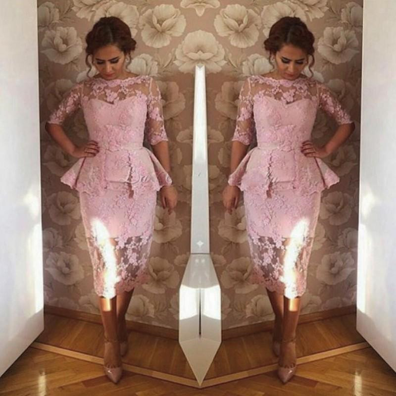 Tea Length Lace Mother Dresses with Peplum Half Sleeves Wedding Guest Dress Short Party Prom Gowns
Tea Length Lace Mother Dresses with Peplum Half Sleeves Wedding Guest Dress Short Party Prom Gowns