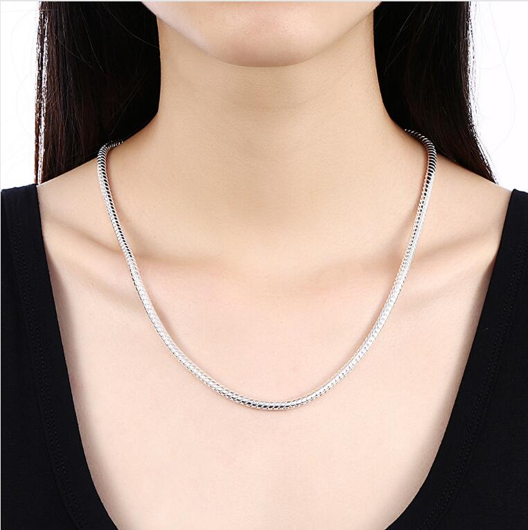 High grade 925 sterling silver '4MM snake bone chain piece - Men jewelry set DFMSS065 brand new Factory direct 925 silver necklace bracelet