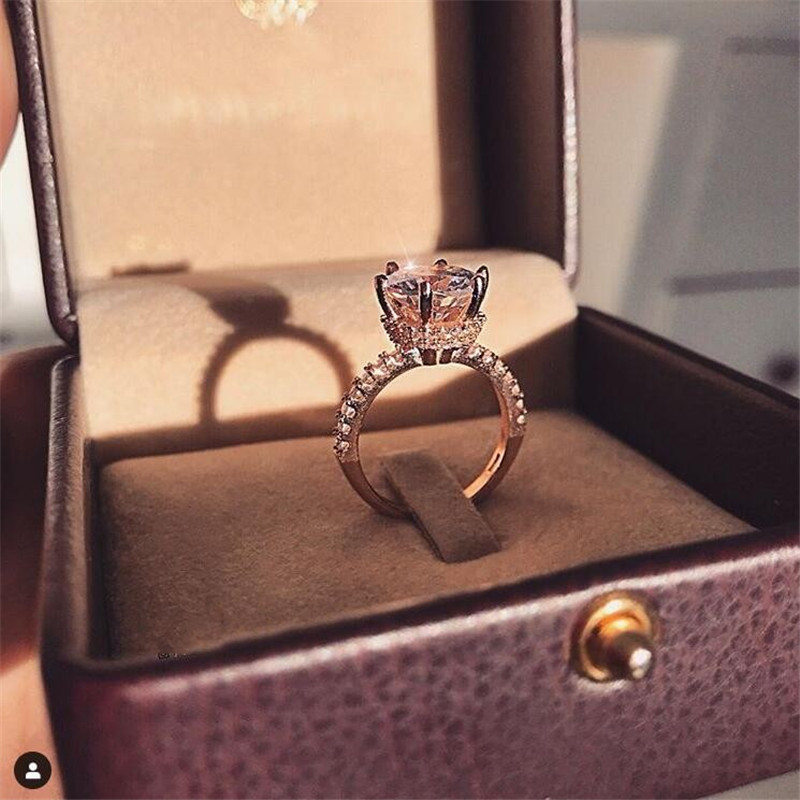 Sterg Sier Rose Gold Topaz Wedding Ring for Women