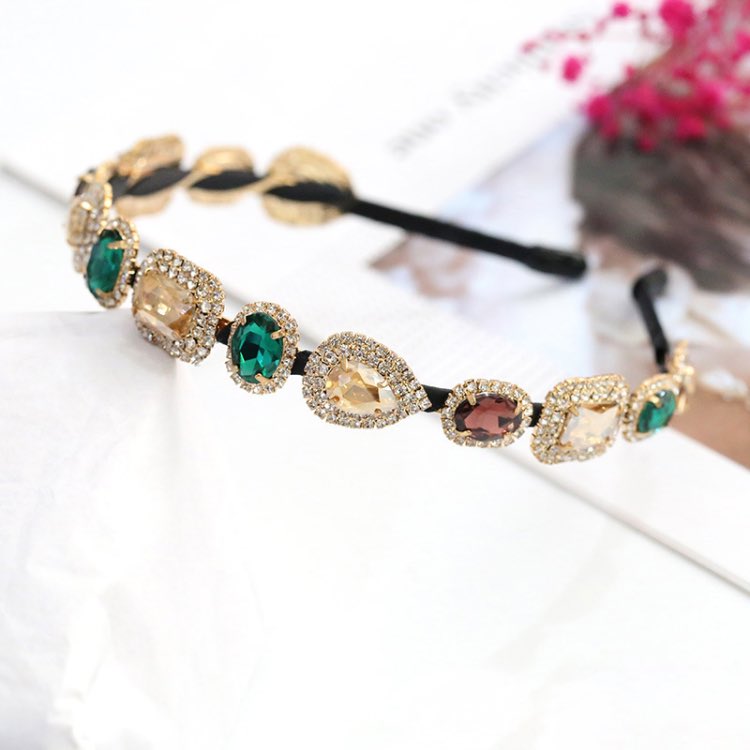 Crystal Headband For Women With Rhinestones Hairpin Colorful Diamond Hairband Japan South Korea Sweet Headwear Shiny Hair Jewelry