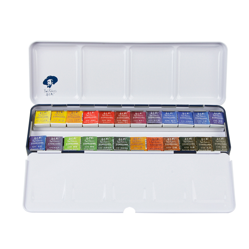 Rubens solid watercolor paint tin box clear new solid watercolor 12/24/48 color portable block art supplies 
Rubens solid watercolor paint tin box clear new solid watercolor 12/24/48 color portable block art supplies
