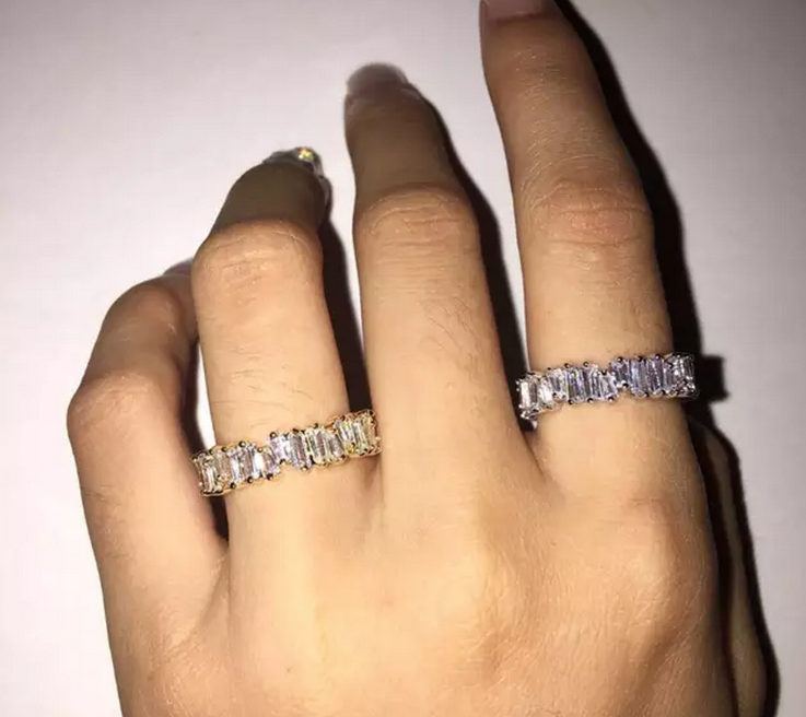 Victoria Wieck Vintage Fashion Jewelry 925 Sterling Silver&Rose Gold Fill Three Color Irregularity CZ Women Wedding Band Ring for Lovers'
