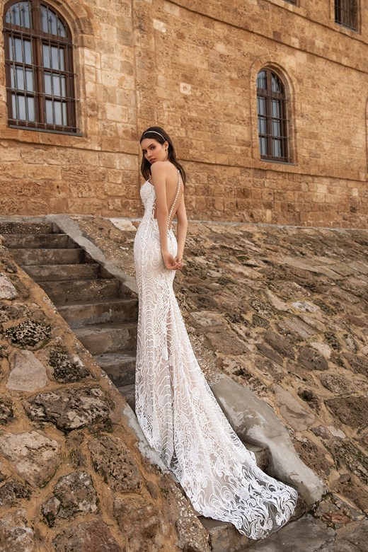 2020 Sexy Backless Wedding Dresses Sheer O Neck Lace Appliqued Mermaid Wedding Dress Sweep Train Custom Made Robes De Mariée