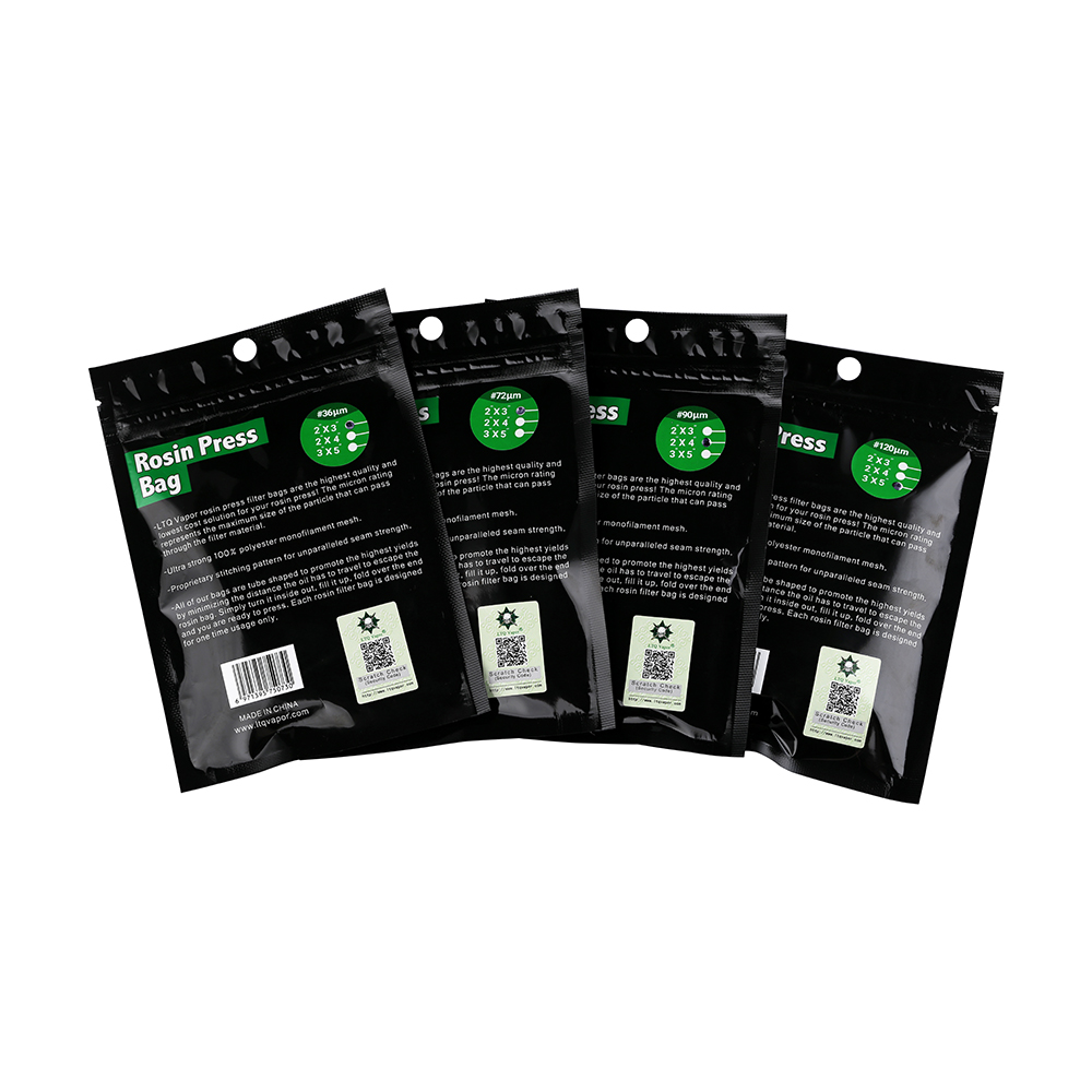 Authentic LTQ Vapor Rosin Press Bags 2"x4" 2x3" 3x5" inch Size 36 72 90 120 Micron Nylon Mesh Filter Bags for Presser
Authentic LTQ Vapor Rosin Press Bags 2"x4" 2x3" 3x5" inch Size 36 72 90 120 Micron Nylon Mesh Filter Bags for Presser