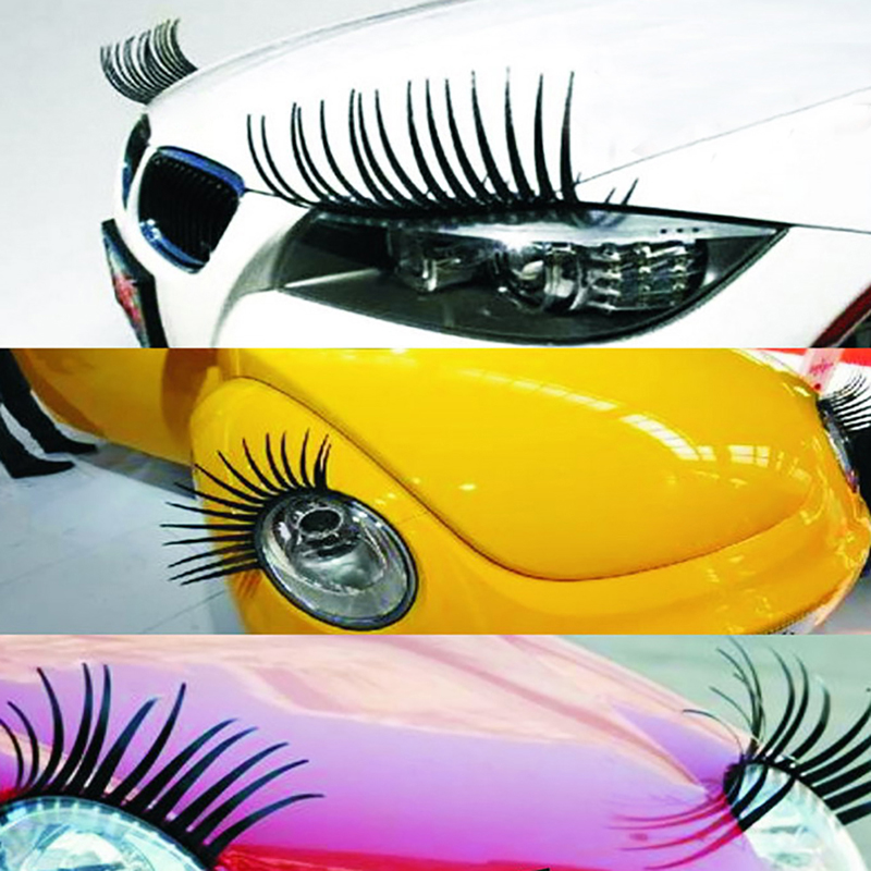 Car 3D Charming Black False Eyelashes Stickers Funny Decal Fake Eyelash Auto Headlight Decoration Cars Accessories