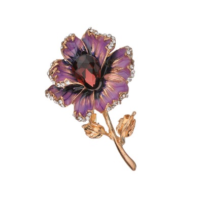 Fashion Rose Flower Crystal Brooches For Women 2019 Dress Scarf Brooch Pins Jewelry Fine Accessories b206