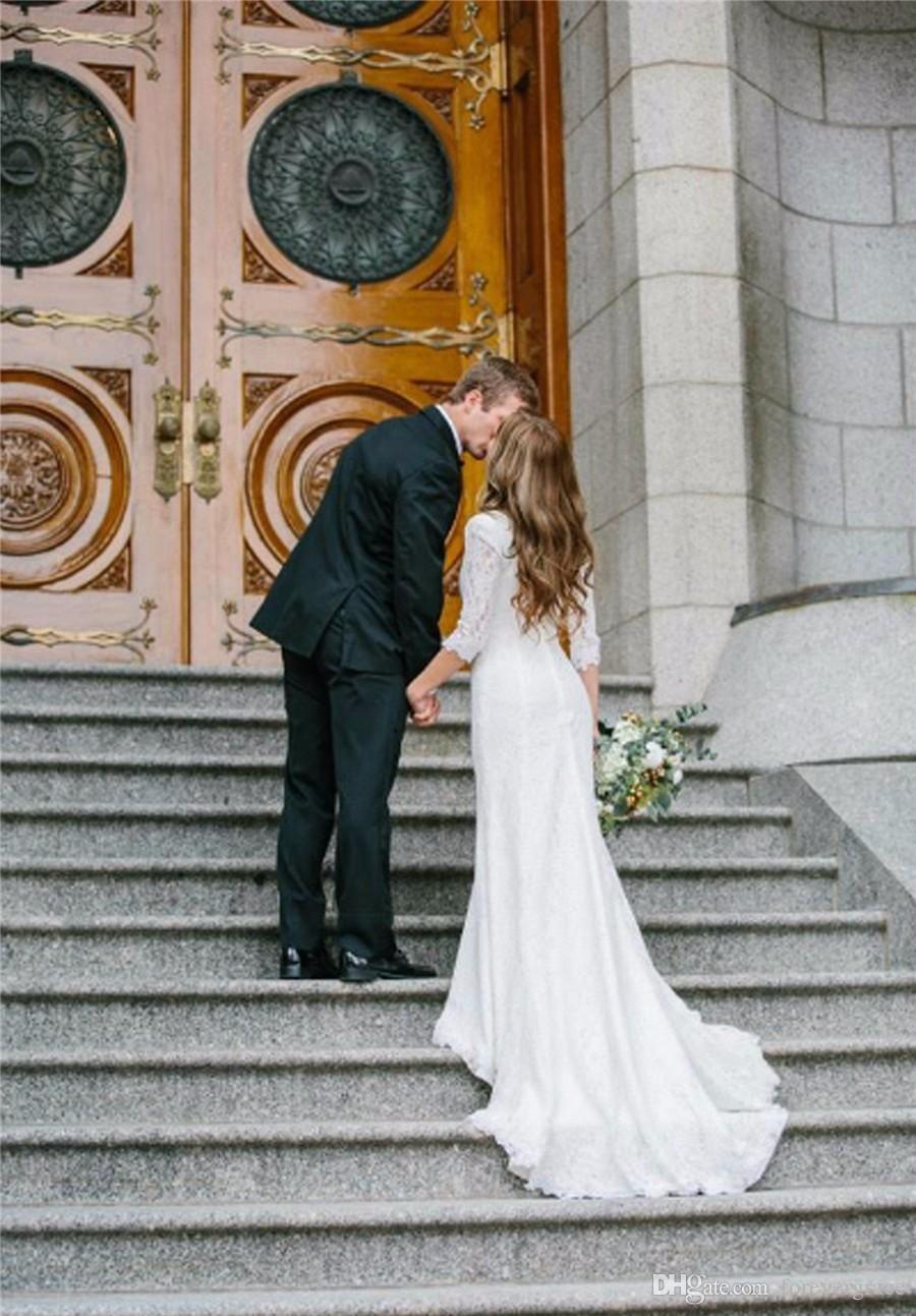 2019 Cheap Country Style Vintage Modest Wedding Dress Lace Long Bohemian Bridal Gown Custom Made Plus Size