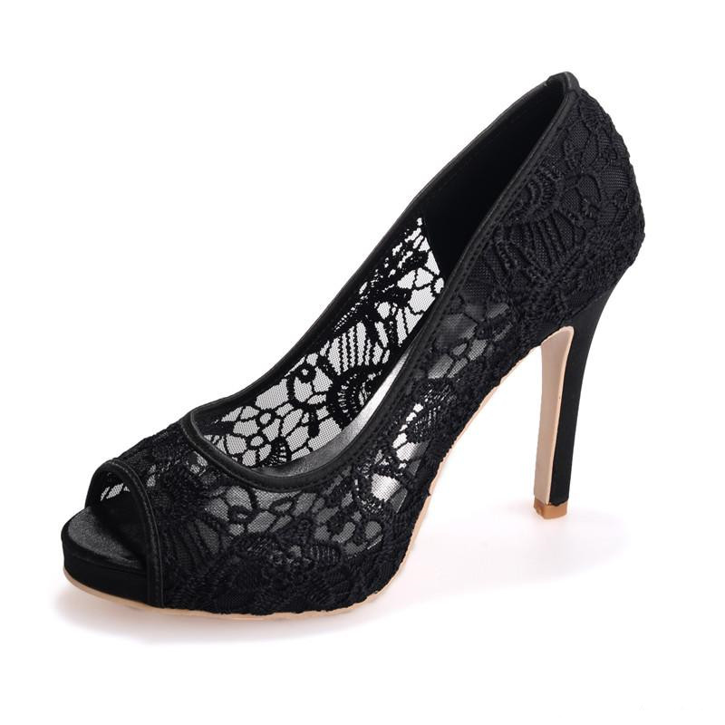In Stock Classic 6041 Elegant Lace 11cm High Heel Bride Wed Shoe Women Prom Party Evening Wedding Bridal Shoes