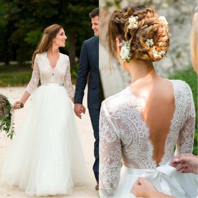 Country Boho Wedding Dresses 2020 V Neck 3/4 Long Sleeve Floor Length Lace Garden Beach Country Backless Bridal Gowns vestido de novia, White
Country Boho Wedding Dresses 2020 V Neck 3/4 Long Sleeve Floor Length Lace Garden Beach Country Backless Bridal Gowns vestido de novia, White