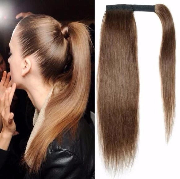 Malaysian cheap straight ponytail remy pony tails hair pieces remy ponytail wrap arounds 20" human hair ponytail extensions 100G